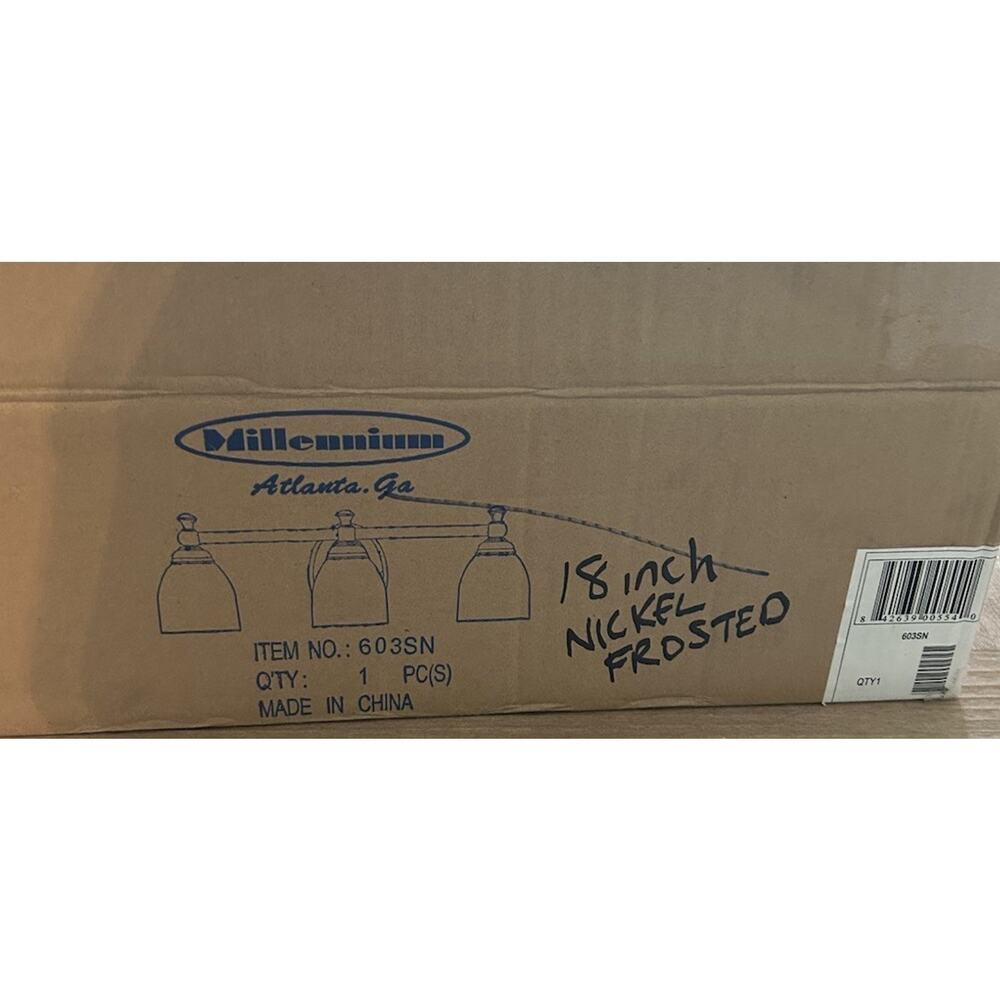 Millennium Lighting 603-SN 3-Bulb bathroom vanity light fixture New Open Box